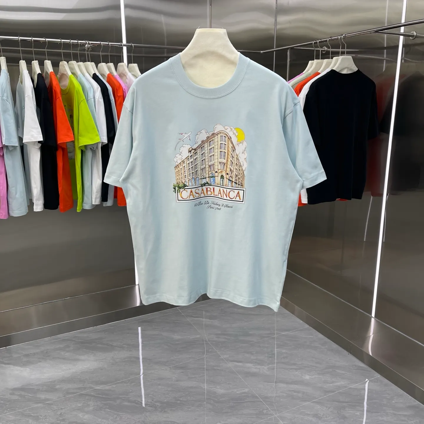 New Arrival Casablanca Classic Series T ～ ， ， 。 ， Classic ， In Stock ！ ：White Black Light Green Light Blue Pink（5 ） Size：S M L XL XXL